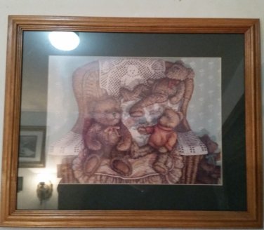 Janet Kruskamp Double Matted & Framed "Lounging Around" Art Print 18.5 x 22.5