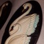Vintage 1965 Miller Studio Inc. Swan Chalk Ware Wall Plaques White, Blue & Black