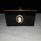 ANTIQUE VANITY 2 TIER EXPANDING GOLD TONE DRESSER JEWELRY BOX WITH CAMEO