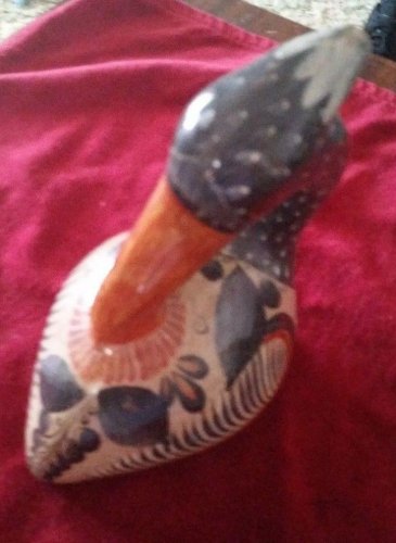 Vintage Hand Painted Pottery Bird Made in Mexico, Mexican Pottery, Cute-002