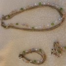 Vintage Park Lane Necklace, Bracelet & Earrings Silver Toned, Pastel Beads