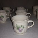 Grapevine by Pfaltzgraff Stoneware Lot of 7 Cafe Mugs,USA,Purple Grapes, 4 inch