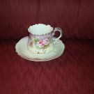Vintage Lefton China Hand Painted 2758 Purple w/ Roses Tea Cup & Saucer Set