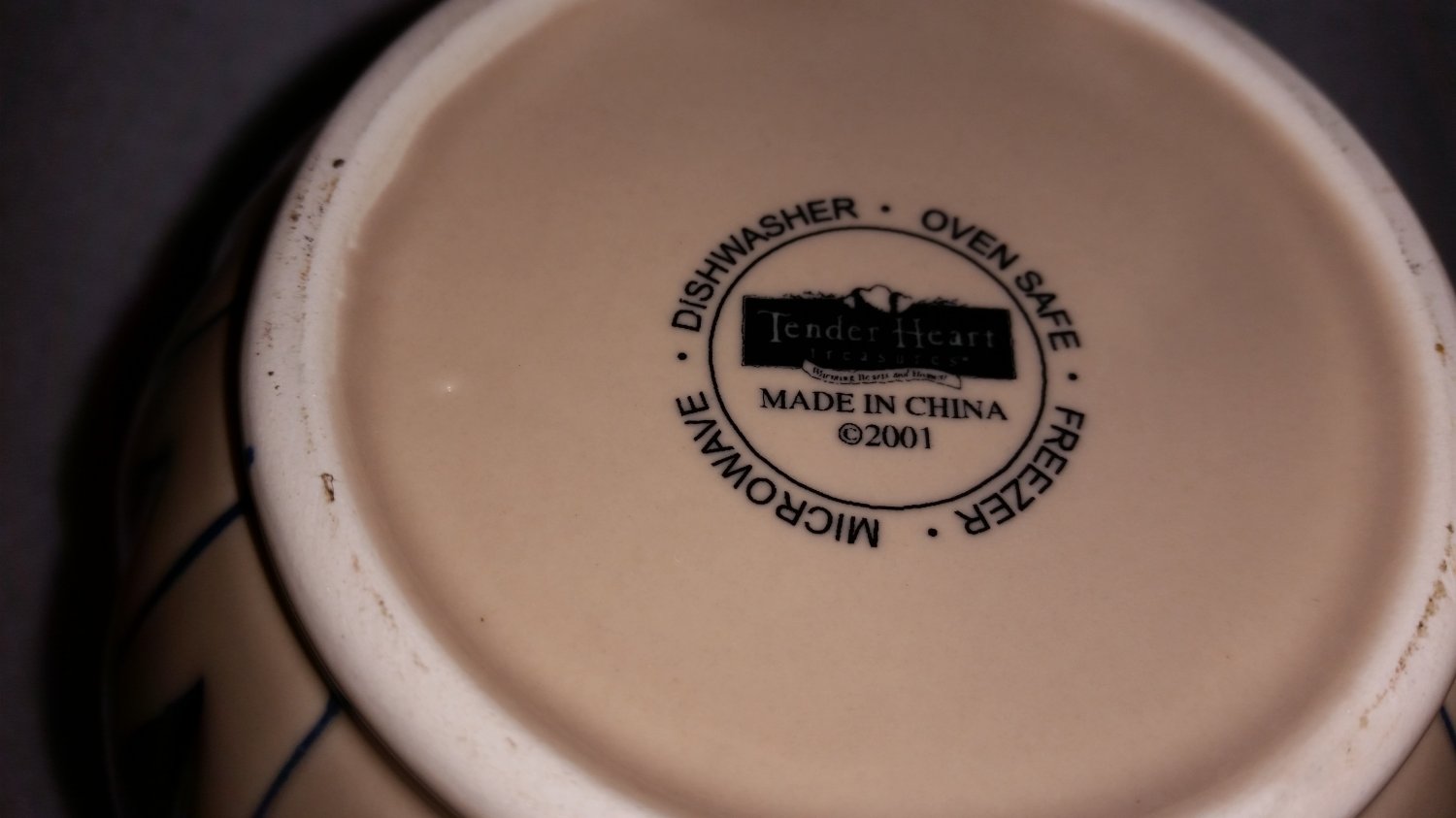 2001 Tender Heart Treasures Leaf Stoneware Pottery Crock Oven Safe Blue