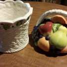 Beautiful Basket of Fruit Int'l Art Cookie Jar Made in China Apples Grapes Pears