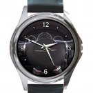 Chrysler Steering Wheel Unisex Round Metal Watch-Leather Band