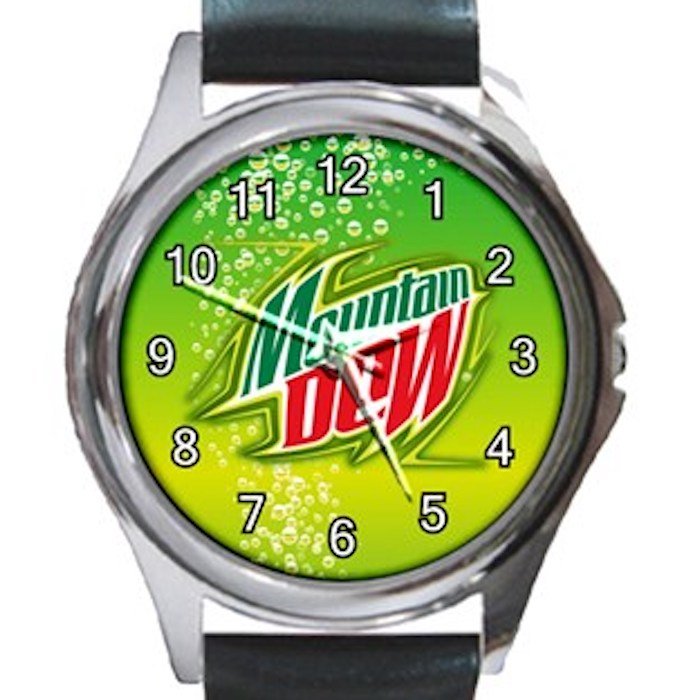 Mountain Dew Unisex Round Metal Watch-Leather Band
