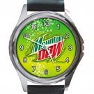 Mountain Dew Unisex Round Metal Watch-Leather Band