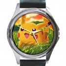 Pokemon Pikachu Unisex Round Metal Watch-Leather Band