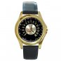 Ford Thunderbird Pedometer Unisex Round Gold Metal Watch-Leather Band