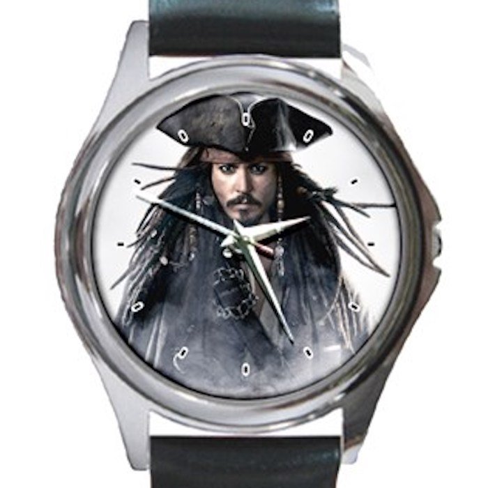 Johnny Depp Pirates Unisex Round Metal Watch-Leather Band