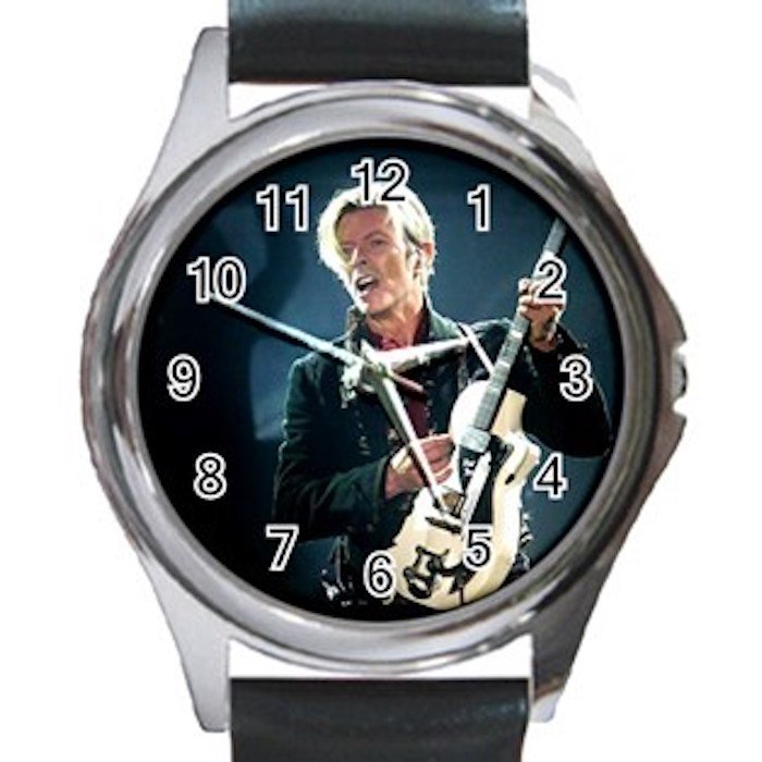 David Bowie Unisex Round Metal Watch-Leather Band