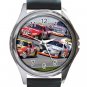 Nadscar Racing Unisex Round Metal Watch-Leather Band