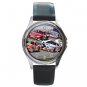 Nadscar Racing Unisex Round Metal Watch-Leather Band