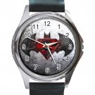 Nice Batman Vs Superman Unisex Round Metal Watch-Leather Band