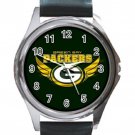 Pro Football Green Packers Unisex Round Metal Watch-Leather Band