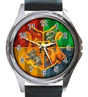 Nice Harry Potter Hogwarts Unisex Round Metal Watch-Leather Band