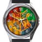Nice Harry Potter Hogwarts Unisex Round Metal Watch-Leather Band