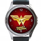 Wonder Woman Unisex Round Metal Watch-Leather Band