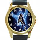 Michael Jackson Unisex Round Gold Metal Watch-Leather Band