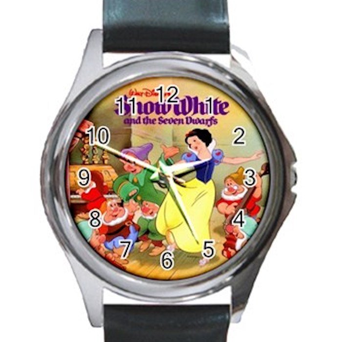 Snow White & The Seven Dwarfsl Unisex Round Metal Watch-Leather Band