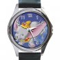 Dumbo Disney Unisex Round Metal Watch-Leather Band