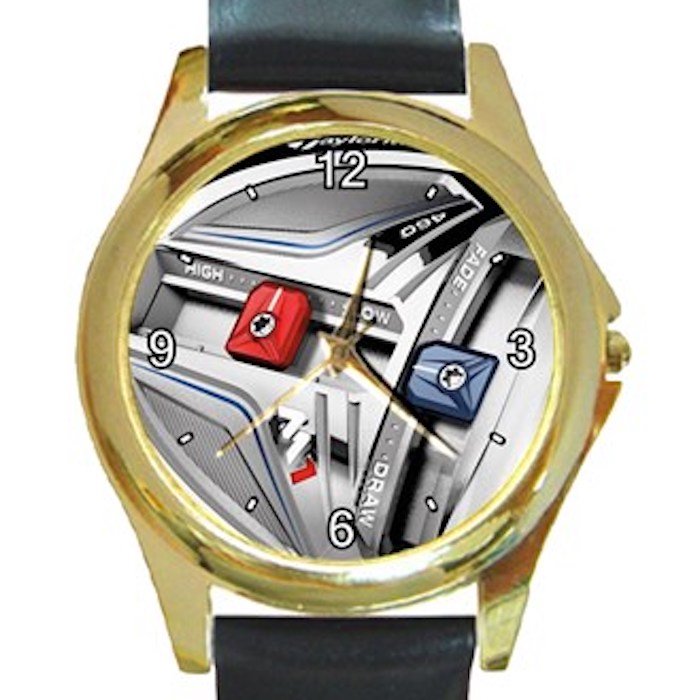 TaylorMade M1 Special Edition Driver Unisex Round Gold Metal Watch-Leather Band