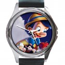 Cute Pinocchio Unisex Round Metal Watch-Leather Band
