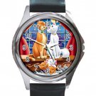 The Aristocats Cartoon Unisex Round Metal Watch-Leather Band