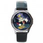 Great Looking Pinocchio Cricket Unisex Round Silver Metal Watch-Leather Band