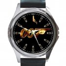 Rare James Bond Logo Unisex Round Silver Metal Watch-Leather Band