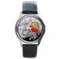 Tom & Jerry Cartoon Unisex Round Silver Metal Watch-Leather Band
