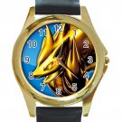 Pokemon Zoroark Unisex Round Gold Metal Watch-Leather Band