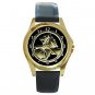 Holden Automobile Logo Unisex Round Gold Metal Watch-Leather Band