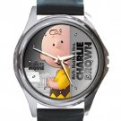 Charlie Brown Peanuts Movie Unisex Round Silver Metal Watch-Leather Band