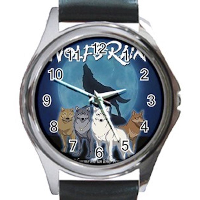 Wolf Rain Unisex Round Silver Metal Watch-Leather Band