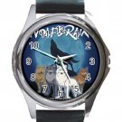 Wolf Rain Unisex Round Silver Metal Watch-Leather Band