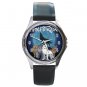 Wolf Rain Unisex Round Silver Metal Watch-Leather Band