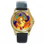 Pokemon Dragon Unisex Round Gold Metal Watch-Leather Band