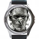 Frankentein Unisex Round Silver Metal Watch-Leather Band