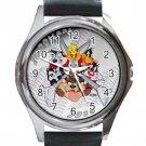 Looney Tunes All Cartoon Characters Unisex Round Silver Metal Watch-Leather Band