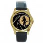 James Bond 007 With Bond Girl Unisex Round Gold Metal Watch-Leather Band