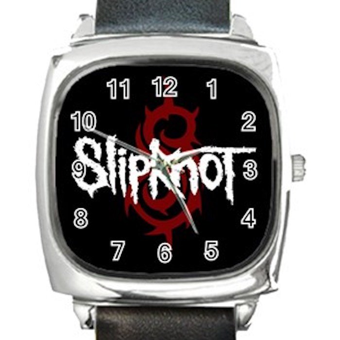 Slipknot Logo Square Metal Watch With Leather Band