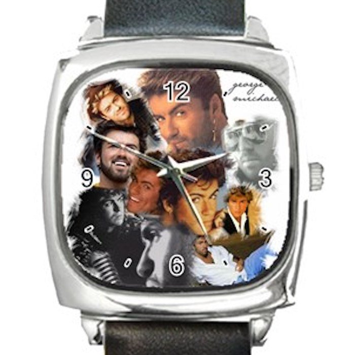 Remembering George Michael Square Metal Watch With Leather Band