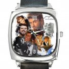 Remembering George Michael Square Metal Watch With Leather Band