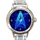 Shiny Blue Star Trek Ladies Round Italian Charm Watch