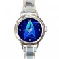 Shiny Blue Star Trek Ladies Round Italian Charm Watch