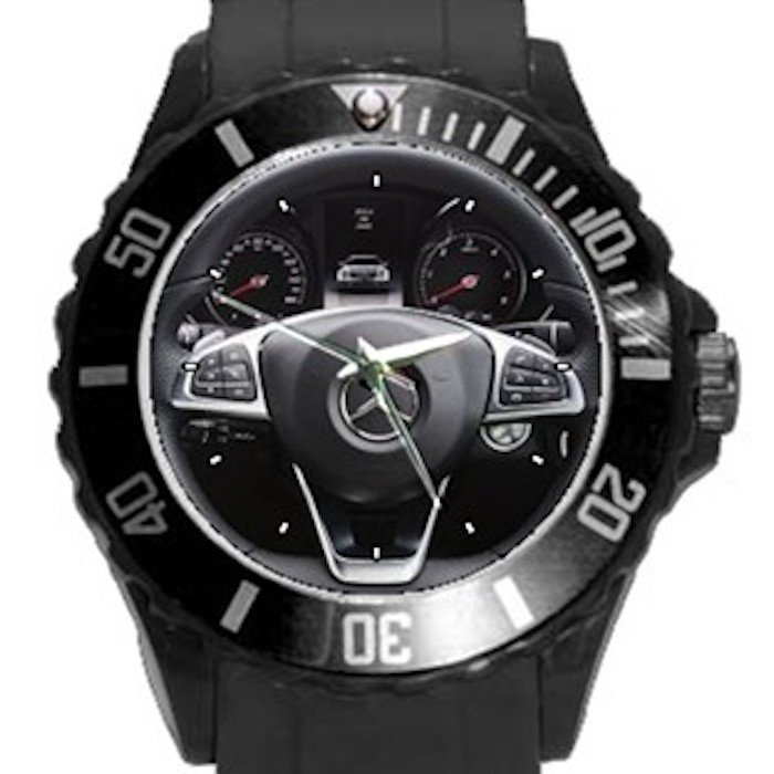 Mercedes Benze Steering Wheel Unisex Round Plastic Sport Watch