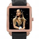 Ariana Grande Rose Gold Leather Watch With Leather Band