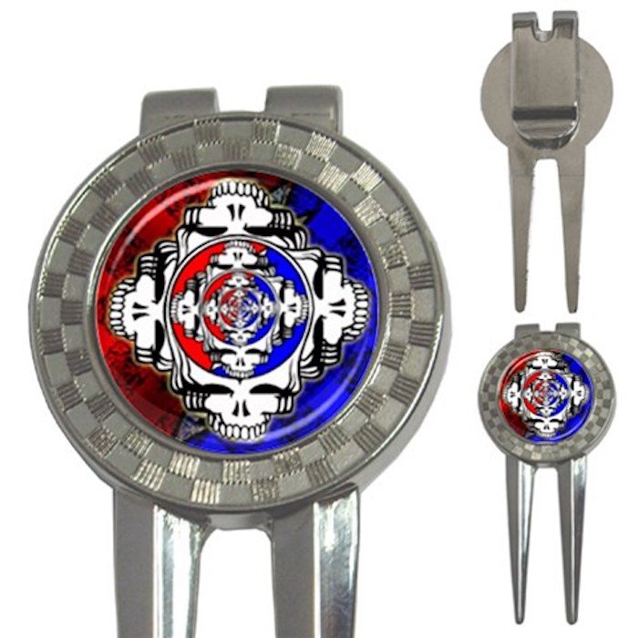 Grateful Dead Reflections High Quality Metal Chrome 3-in-1 Golf Divot